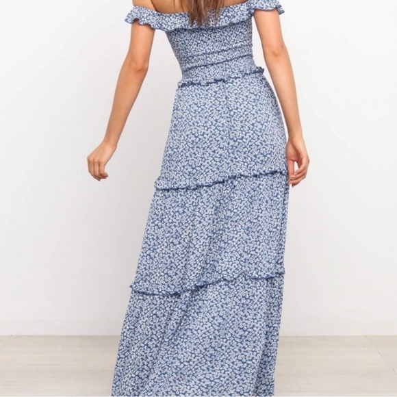 Petal & Pup Blue Floral Ruffle Maxi Dress - Picture 2 of 6